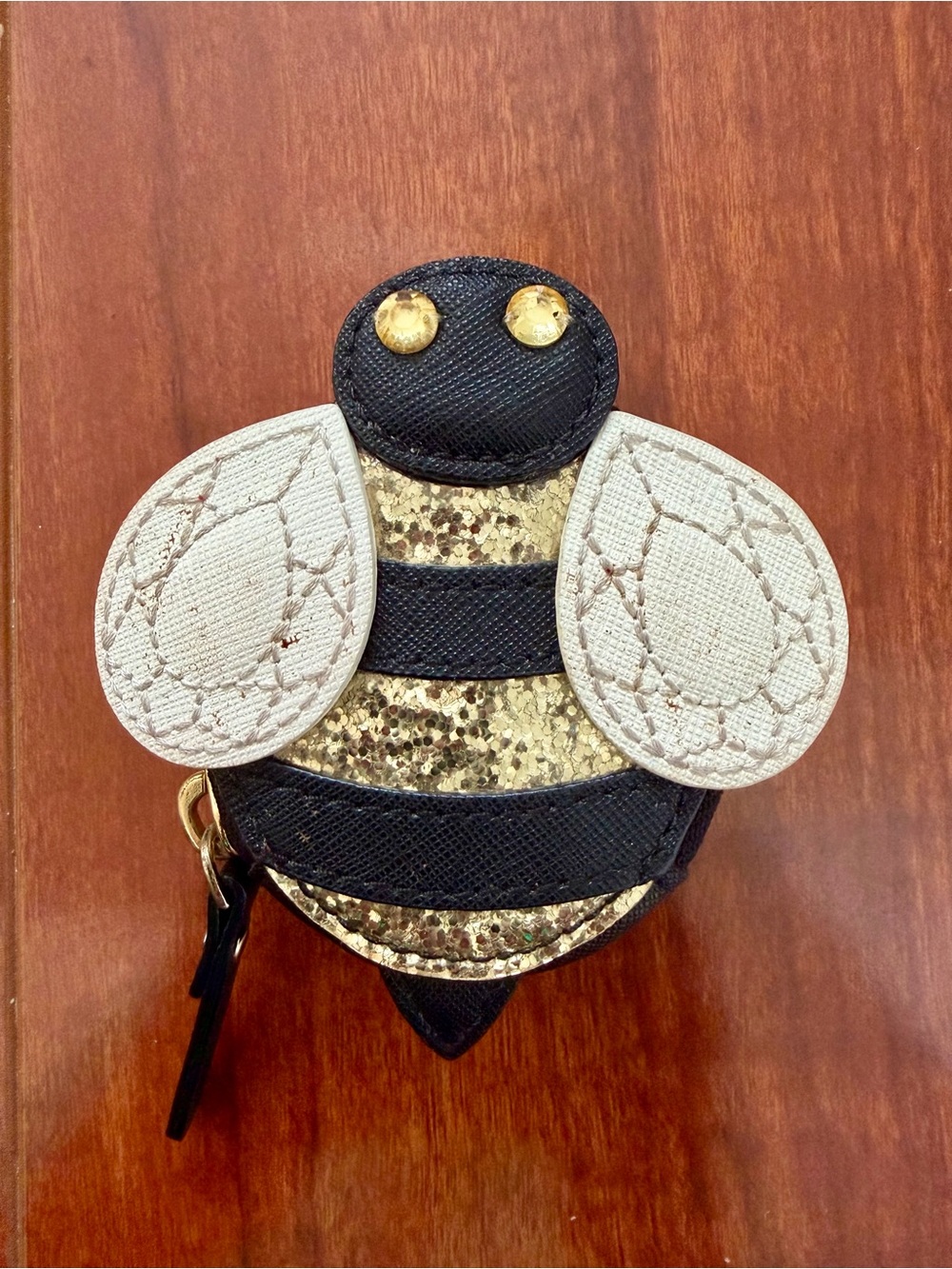 Kate Spade Down the Rabbit Hole Bumble Bee Saffiano Leather Coin Purse Pouch